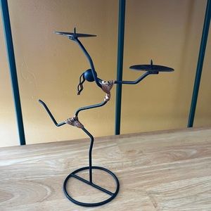 Vintage Wire Sculpture Girl Candle Holders